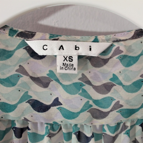 CABI Sleeveless "Tweet Bird" Pattern Chiffon Top - Picture 5 of 8
